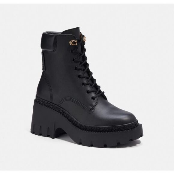 Coach Ainsely Lace Up Bootie Boots Black Size 11 - Picture 1 of 7
